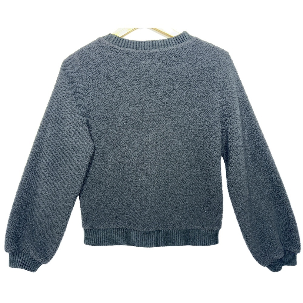 Abercrombie & Fitch Soft AF Sherpa Black Fleece Pullover Crewneck Sweater Size S - Picture 2 of 7